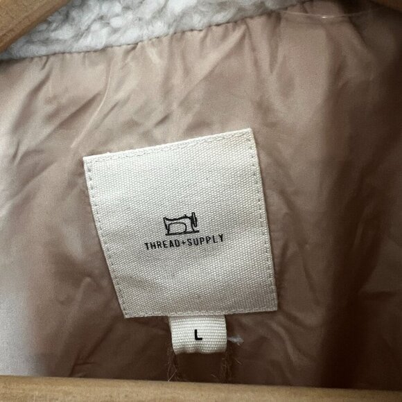 Thread & Supply Women's Sherpa Puffer Vest Size LARGE in Tan - Picture 6 of 10